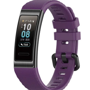 Silicone Strap, purple, on a watch, 3/4 front view