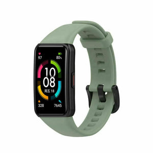Silicone Strap, light green, on a watch, 3/4 front view