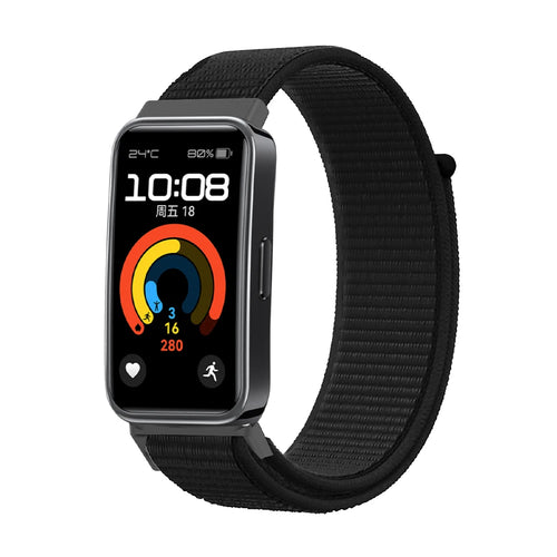 Nylon Strap, black, on a watch, 3/4 front view
