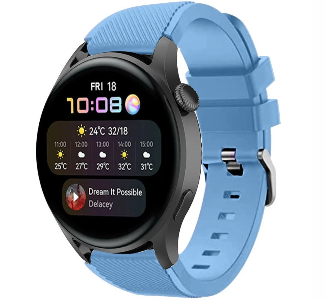Twill Silicone Strap, on a watch, 3/4 front view