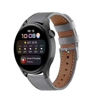 Modern Leather Strap, grey, on a watch, 3/4 front view