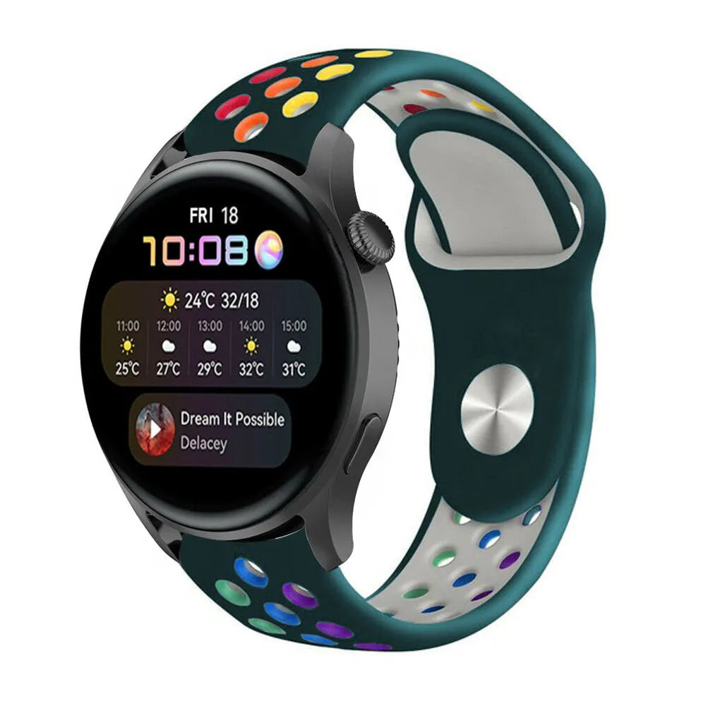 Silicone Sport Strap, on a watch, 3/4 front view