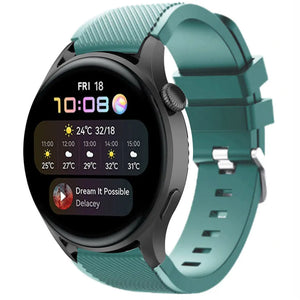 Twill Silicone Strap, viridian, on a watch, 3/4 front view
