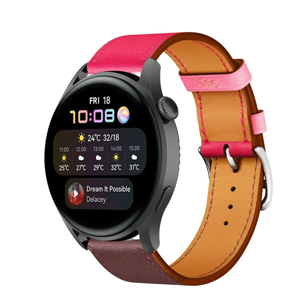 Leather Strap 'Duo', on a watch, 3/4 front view