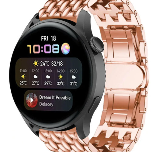 Steel Dragon Strap, rose gold, on a watch, 3/4 front view