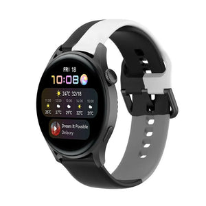 Silicone Triple Sport Strap, on a watch, 3/4 front view