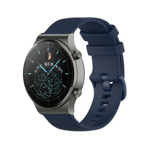 Premium Silicone Strap, dark blue, on a watch, 3/4 front view
