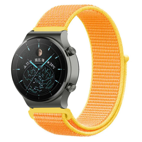 Nylon Strap, light yellow, on a watch, 3/4 front view