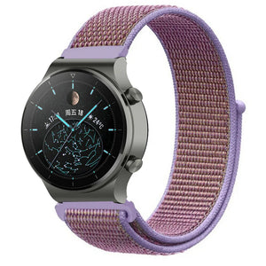 Nylon Strap, lilac, on a watch, 3/4 front view