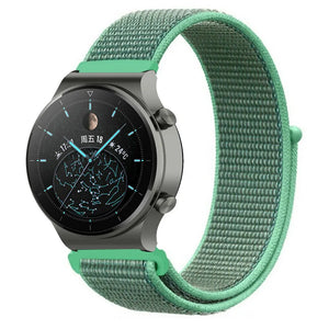 Nylon Strap, mint, on a watch, 3/4 front view