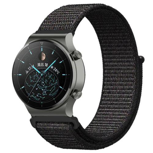 Nylon Strap, black, on a watch, 3/4 front view