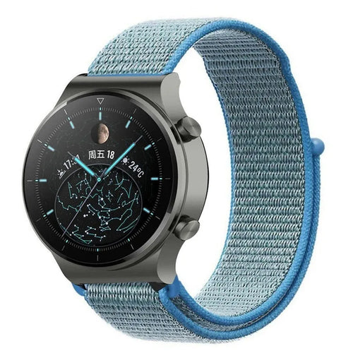 Nylon Strap, blue, on a watch, 3/4 front view