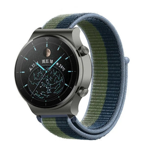 Nylon Strap, moss green, on a watch, 3/4 front view