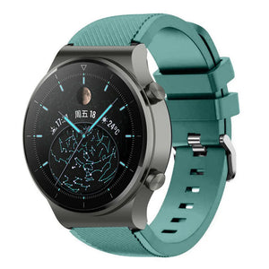 Twill Silicone Strap, viridian, on a watch, 3/4 front view