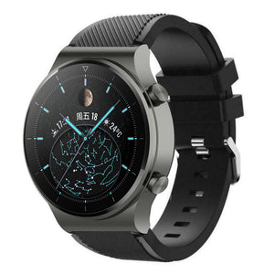 Twill Silicone Strap, black, on a watch, 3/4 front view