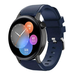 Twill Silicone Strap, dark blue, on a watch, 3/4 front view