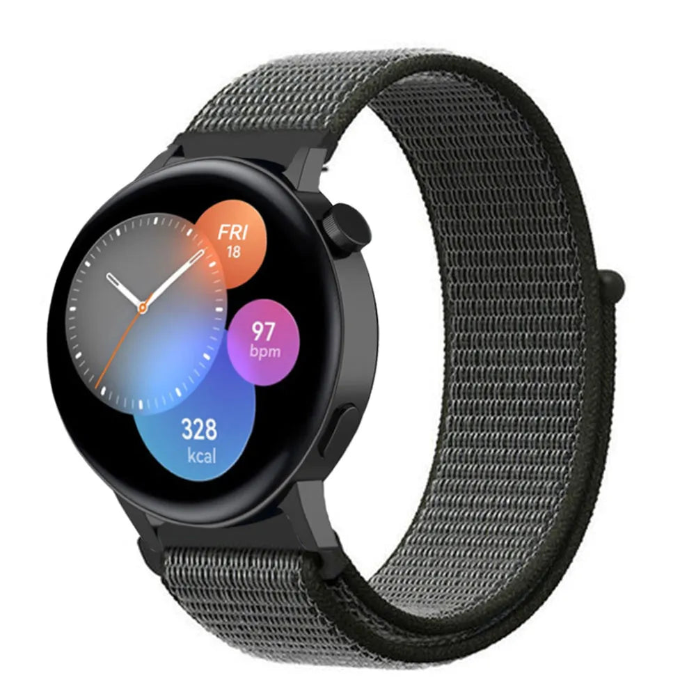 Nylon Strap, green, on a watch, 3/4 front view