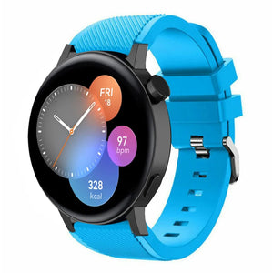 Twill Silicone Strap, light blue, on a watch, 3/4 front view