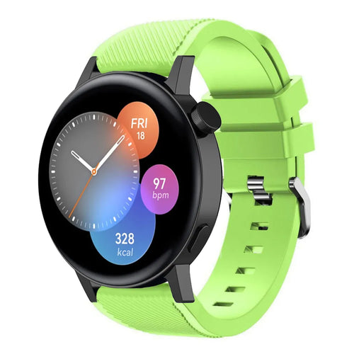 Twill Silicone Strap, light green, on a watch, 3/4 front view