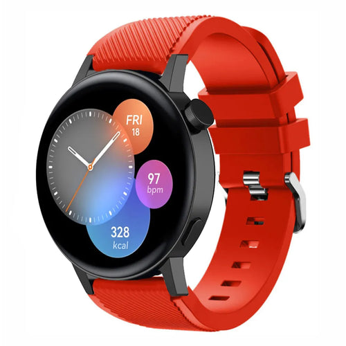 Twill Silicone Strap, red, on a watch, 3/4 front view