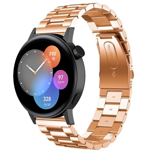 Steel Strap, rose gold, on a watch, 3/4 front view