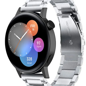 Titanium Strap, silver, on a watch, 3/4 front view