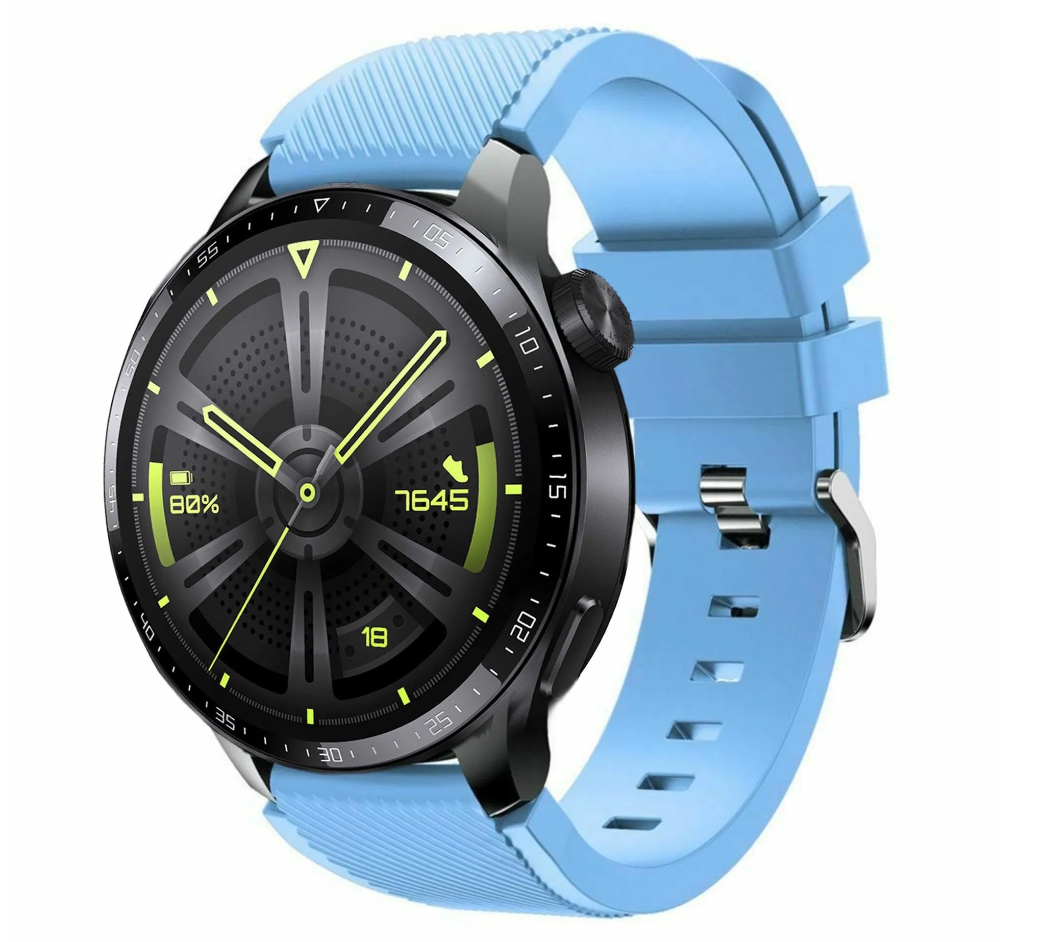 Twill Silicone Strap, on a watch, 3/4 front view