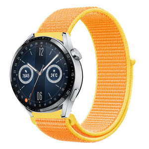 Nylon Strap, light yellow, on a watch, 3/4 front view