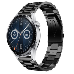 Steel Strap, black, on a watch, 3/4 front view