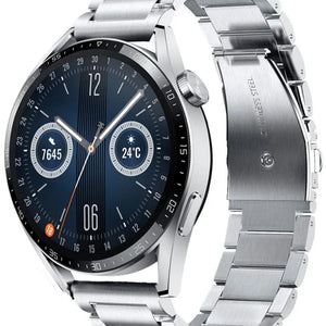 Titanium Strap, silver, on a watch, 3/4 front view