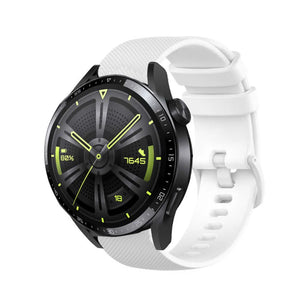 Premium Silicone Strap, white, on a watch, 3/4 front view