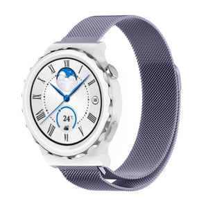Milanese Strap, light purple, on a watch, 3/4 front view