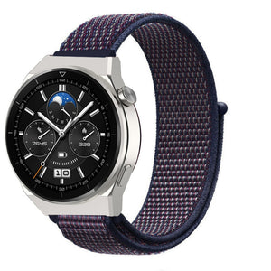 Nylon Strap, indigo, on a watch, 3/4 front view