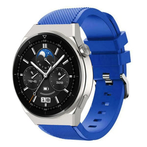 Twill Silicone Strap, blue, on a watch, 3/4 front view