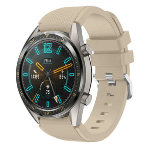 Twill Silicone Strap, beige, on a watch, 3/4 front view
