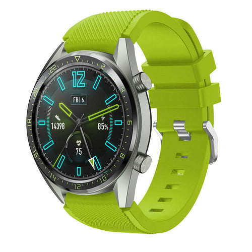 Twill Silicone Strap, light green, on a watch, 3/4 front view