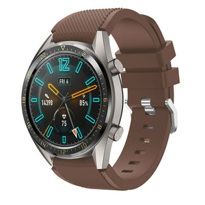 Twill Silicone Strap, brown, on a watch, 3/4 front view