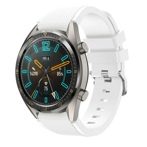 Twill Silicone Strap, white, on a watch, 3/4 front view