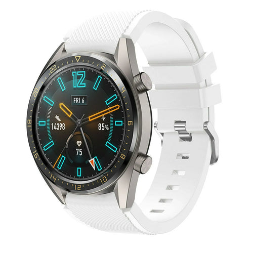 Twill Silicone Strap, white, on a watch, 3/4 front view