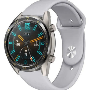 Silicone Sport Strap, grey, on a watch, 3/4 front view