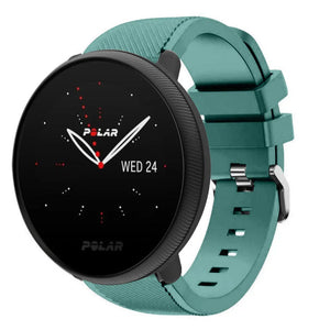 Twill Silicone Strap, viridian, on a watch, 3/4 front view