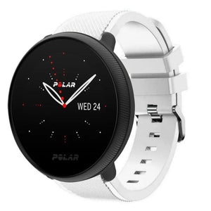 Twill Silicone Strap, white, on a watch, 3/4 front view