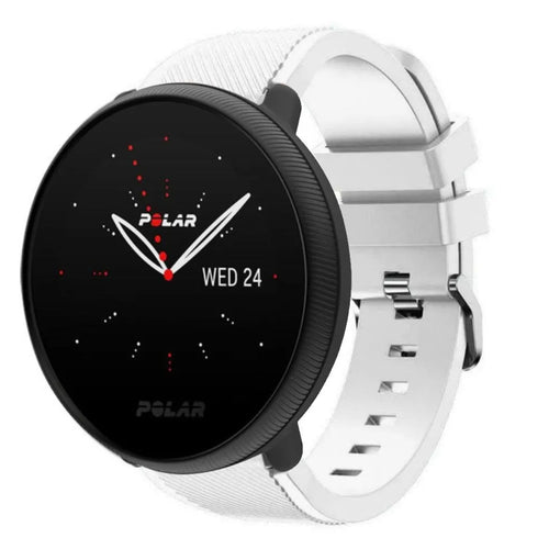 Twill Silicone Strap, white, on a watch, 3/4 front view