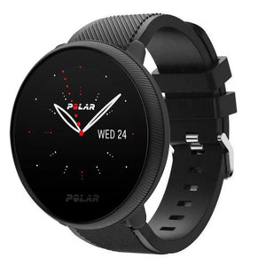 Twill Silicone Strap, black, on a watch, 3/4 front view
