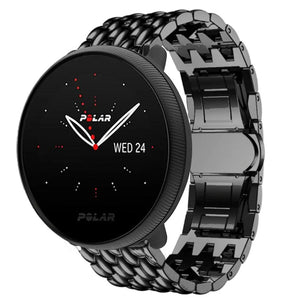 Steel Dragon Strap, black, on a watch, 3/4 front view