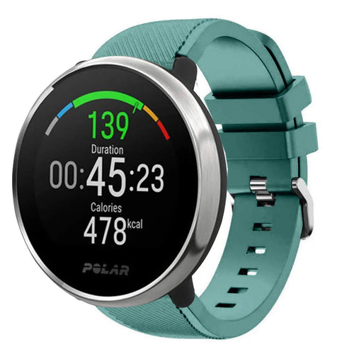 Twill Silicone Strap, viridian, on a watch, 3/4 front view