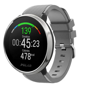 Twill Silicone Strap, grey, on a watch, 3/4 front view