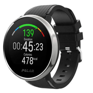 Twill Silicone Strap, black, on a watch, 3/4 front view