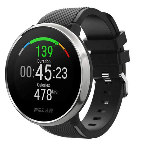 Twill Silicone Strap, black, on a watch, 3/4 front view