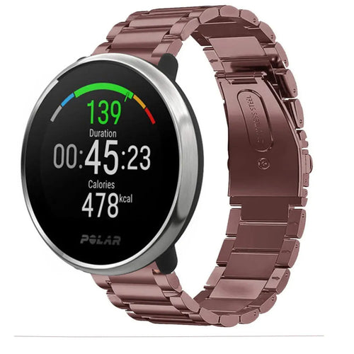 Steel Strap, bronze, on a watch, 3/4 front view